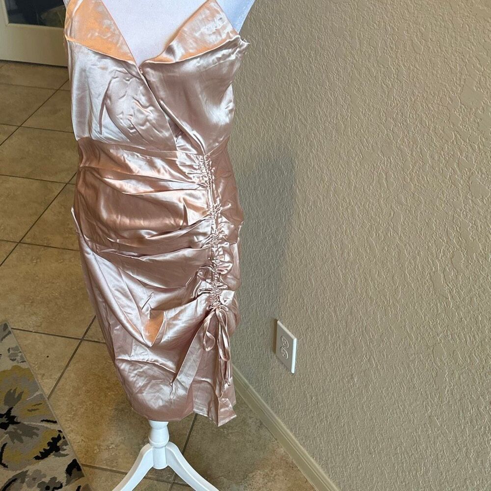 Dance & Marvel L Ruched Satin Evening Dress Champagne Cocktail Special Occasion